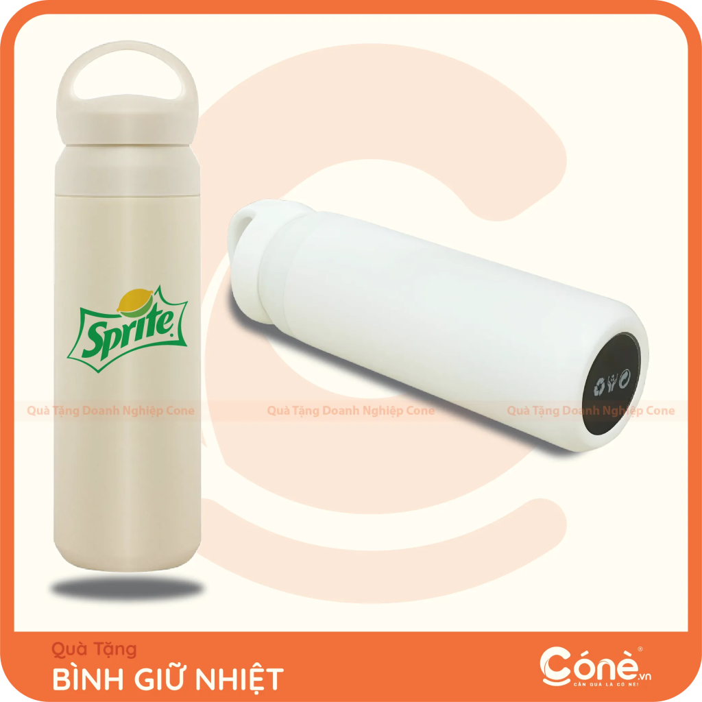 Bình giữ nhiệt in logo Sprite màu trắng có quai xách