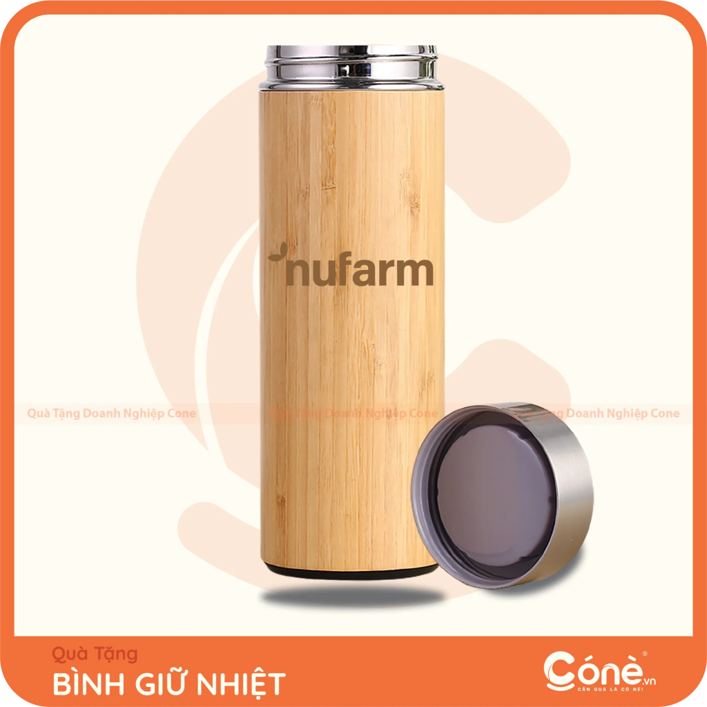 Bình giữ nhiệt vân tre in logo Nufarm