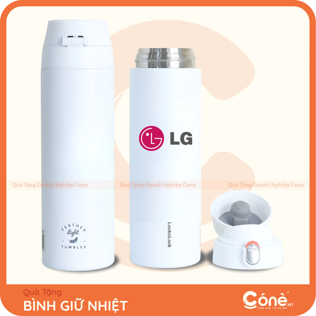 Bình giữ nhiệt Lock&Lock in logo LG màu trắng nắp bật