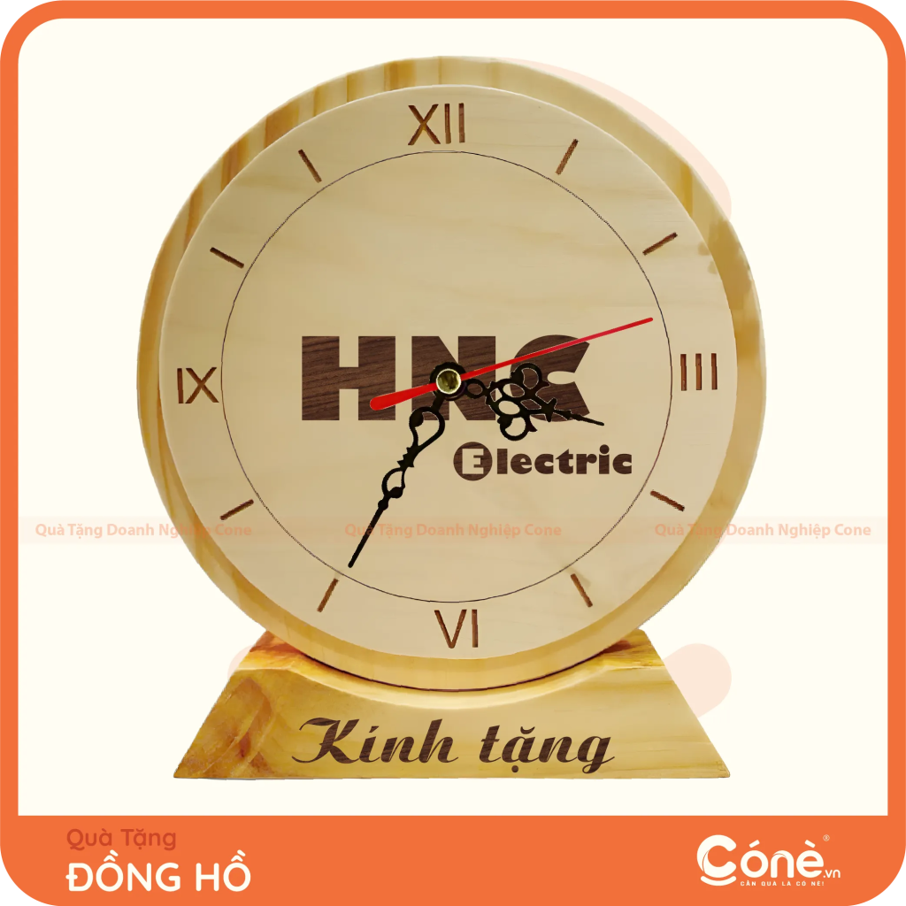 Đồng hồ Beyond Time bằng gỗ in logo HNC Electric
