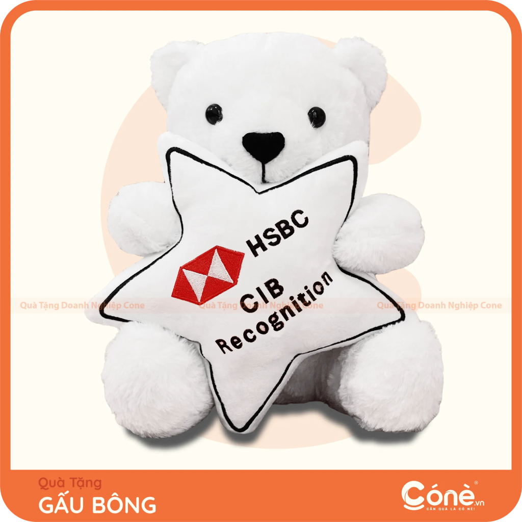Gấu bông cầm ngôi sao in logo HSBC