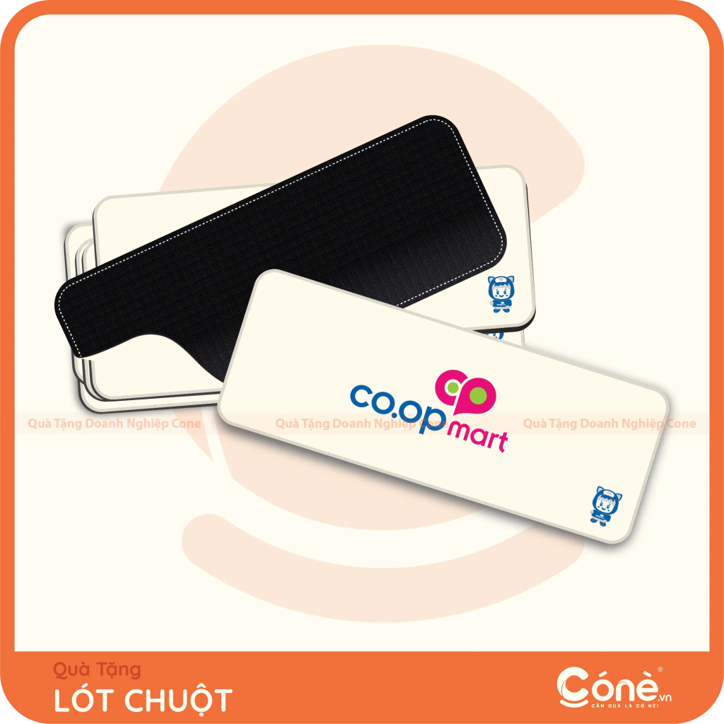 Lót chuột Tầm Nhìn cỡ lớn in logo Co.opmart màu trắng