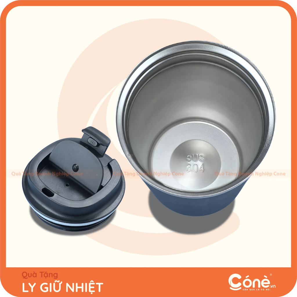 Ly giữ nhiệt nắp gài 510ml inox 304 hiển thị bên trong và nắp ly