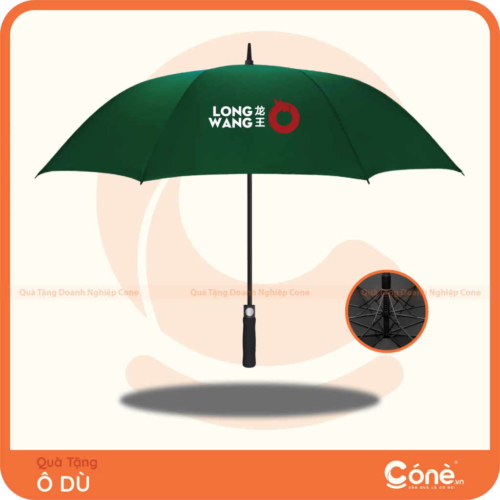 Ô dù quà tặng màu xanh lá in logo Long Wang