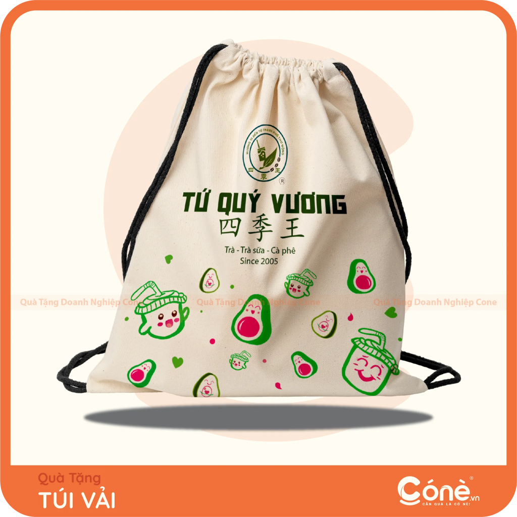 Túi vải dây rút in logo Tứ Quý Vương