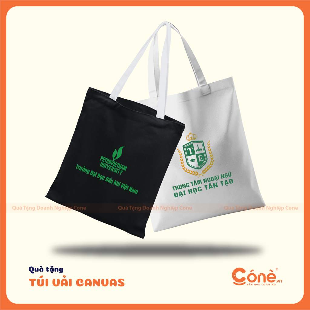 Túi vải canvas in logo quà tặng tuyển sinh thân thiện môi trường