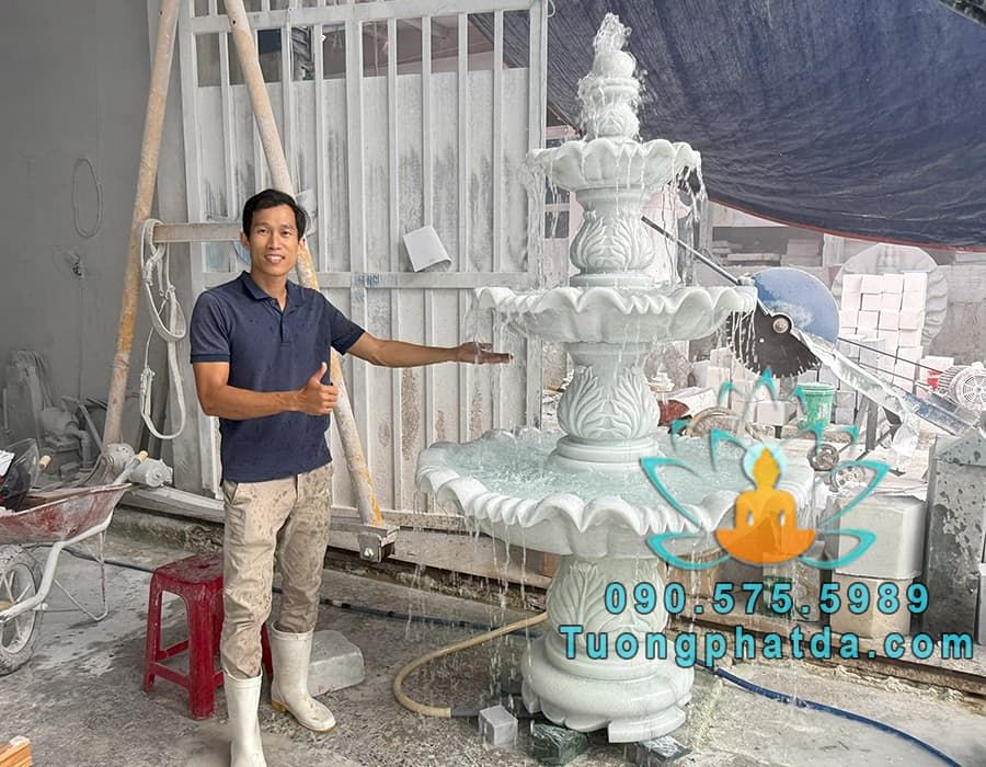 Bộ Đài Phun Nước Đá Phong Thủy Đẹp Nhất Cao 2m