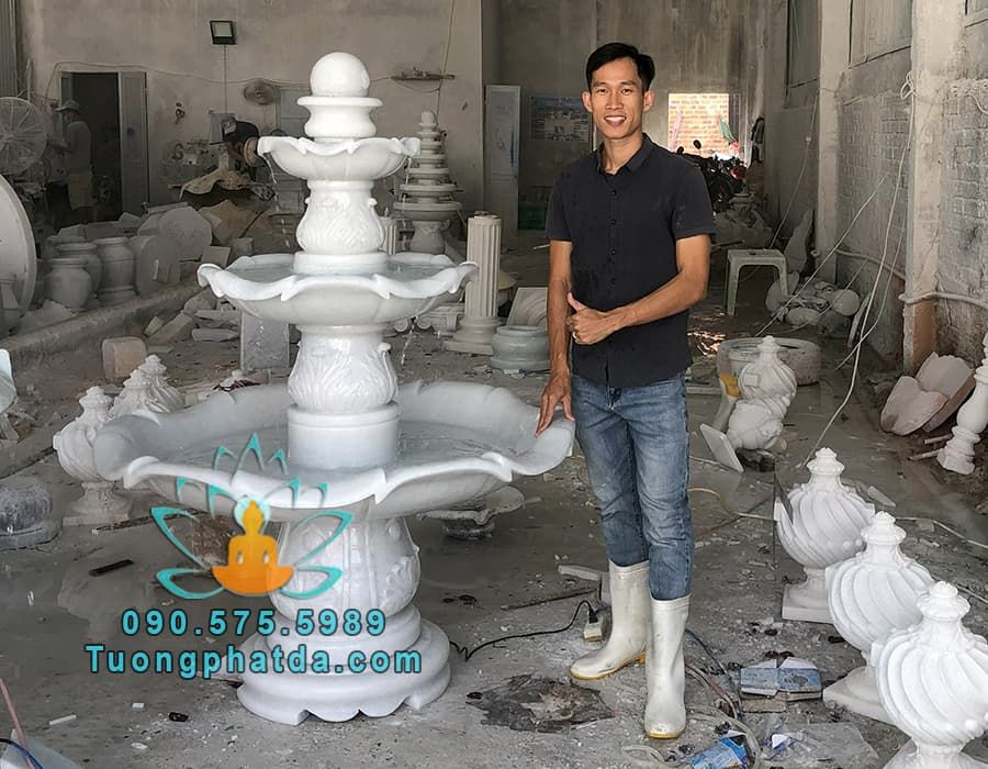 Chuyên Đài Phun Nước Đá Trắng Phong Thủy Đẹp Tại Phú Thọ