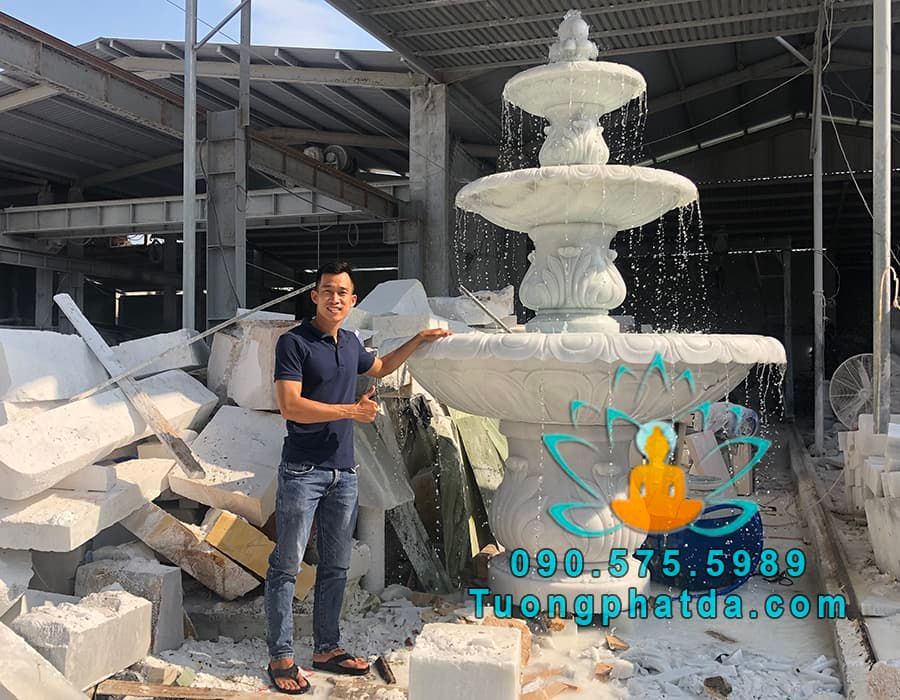 Chuyên Đài Phun Nước Đá Trắng Phong Thủy Đẹp Tại Thái Nguyên