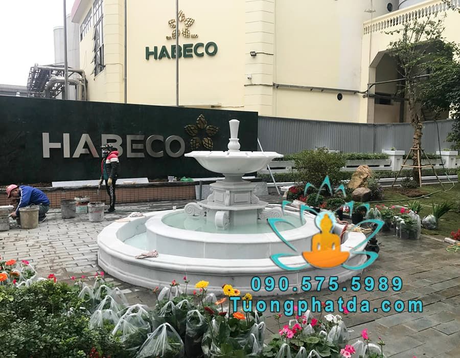 Đài Phun Nước Đá Trắng Phong Thủy Đẹp Tại Gia Lai