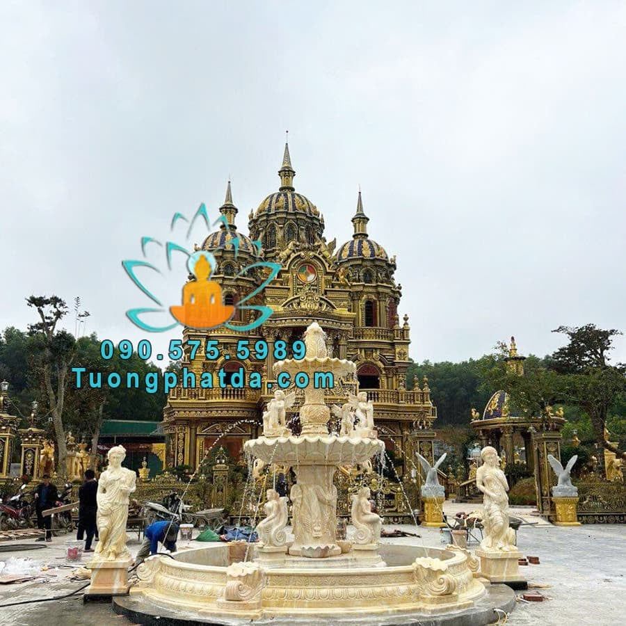 Đài Phun Nước Đá Vàng Phong Thủy Cổ Điển Đẹp Tại Hưng Yên