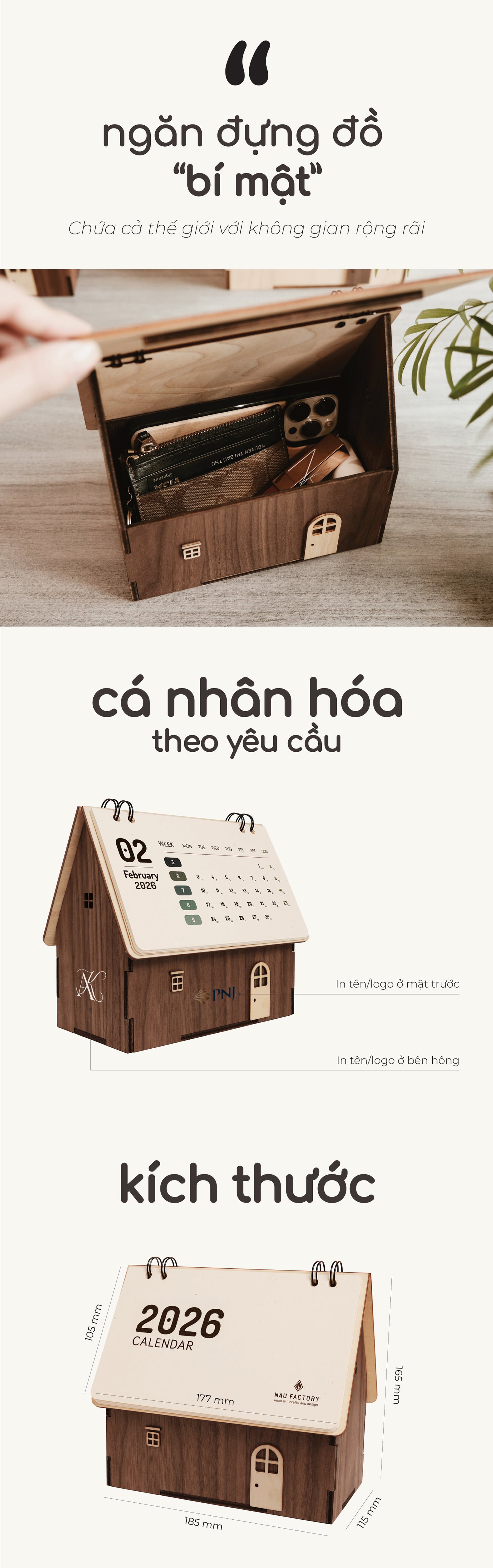 Lịch gỗ ngôi nhà 2026