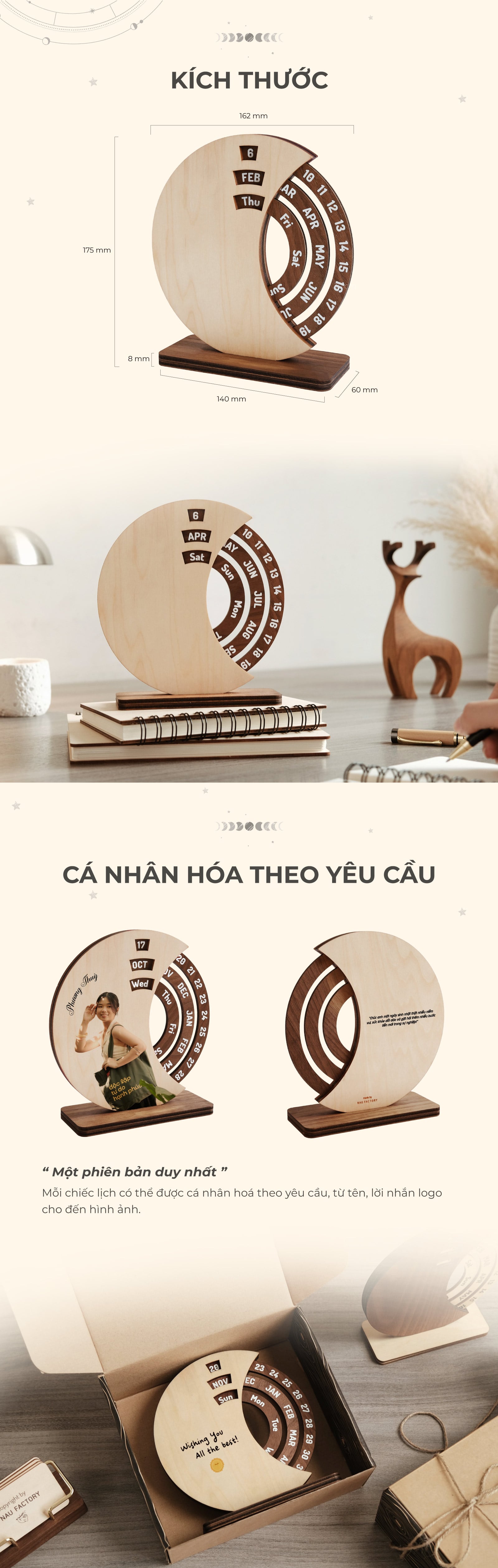 lịch gỗ mặt trăng