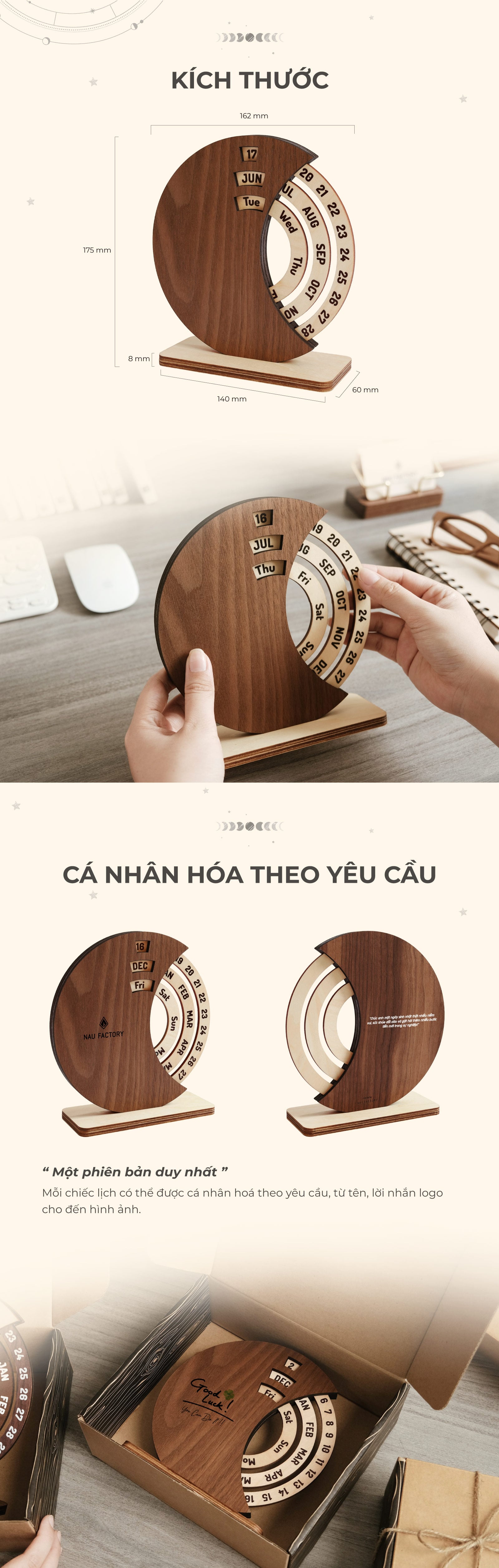 lịch gỗ mặt trăng
