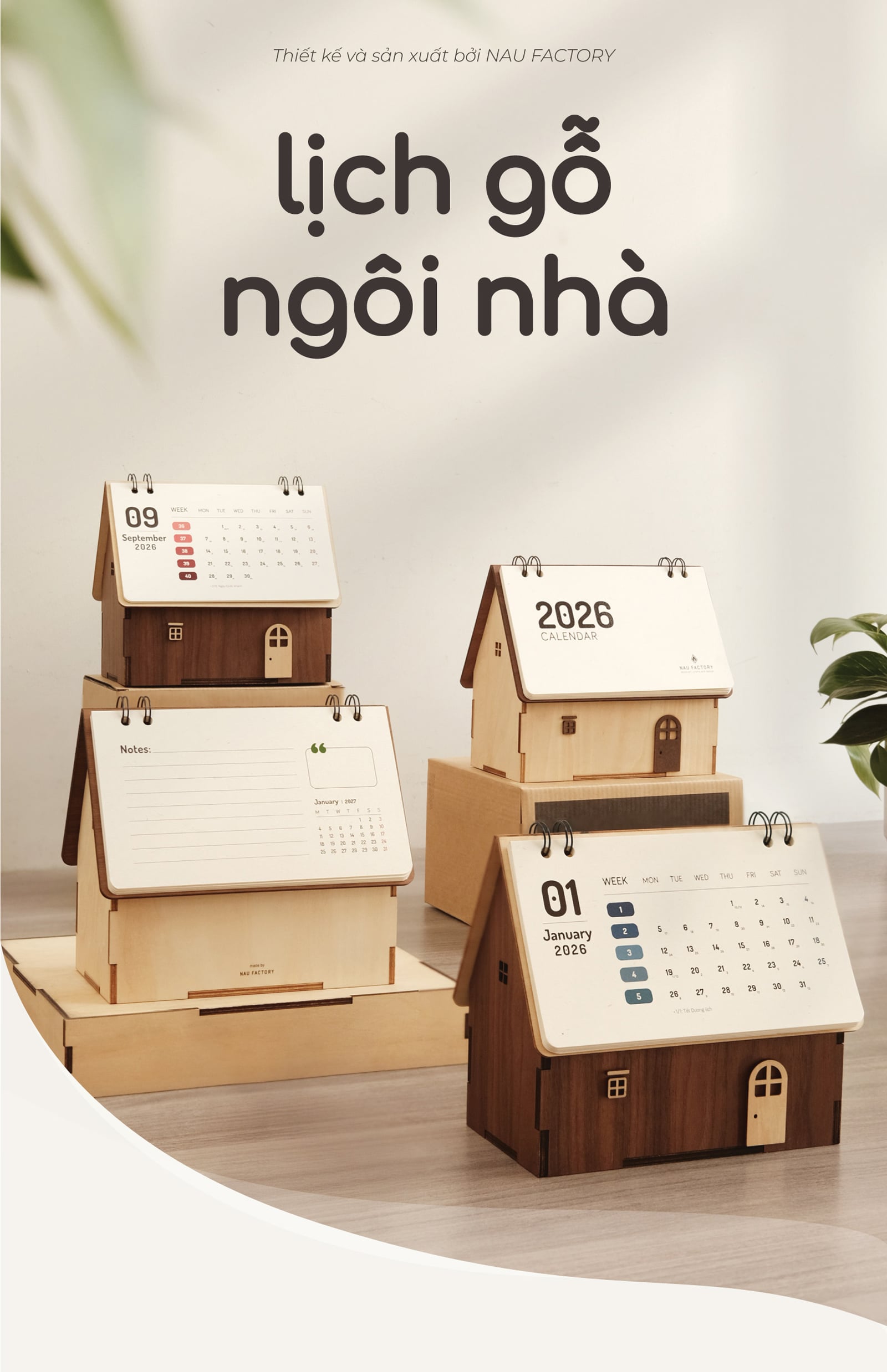 Lịch gỗ ngôi nhà 2026