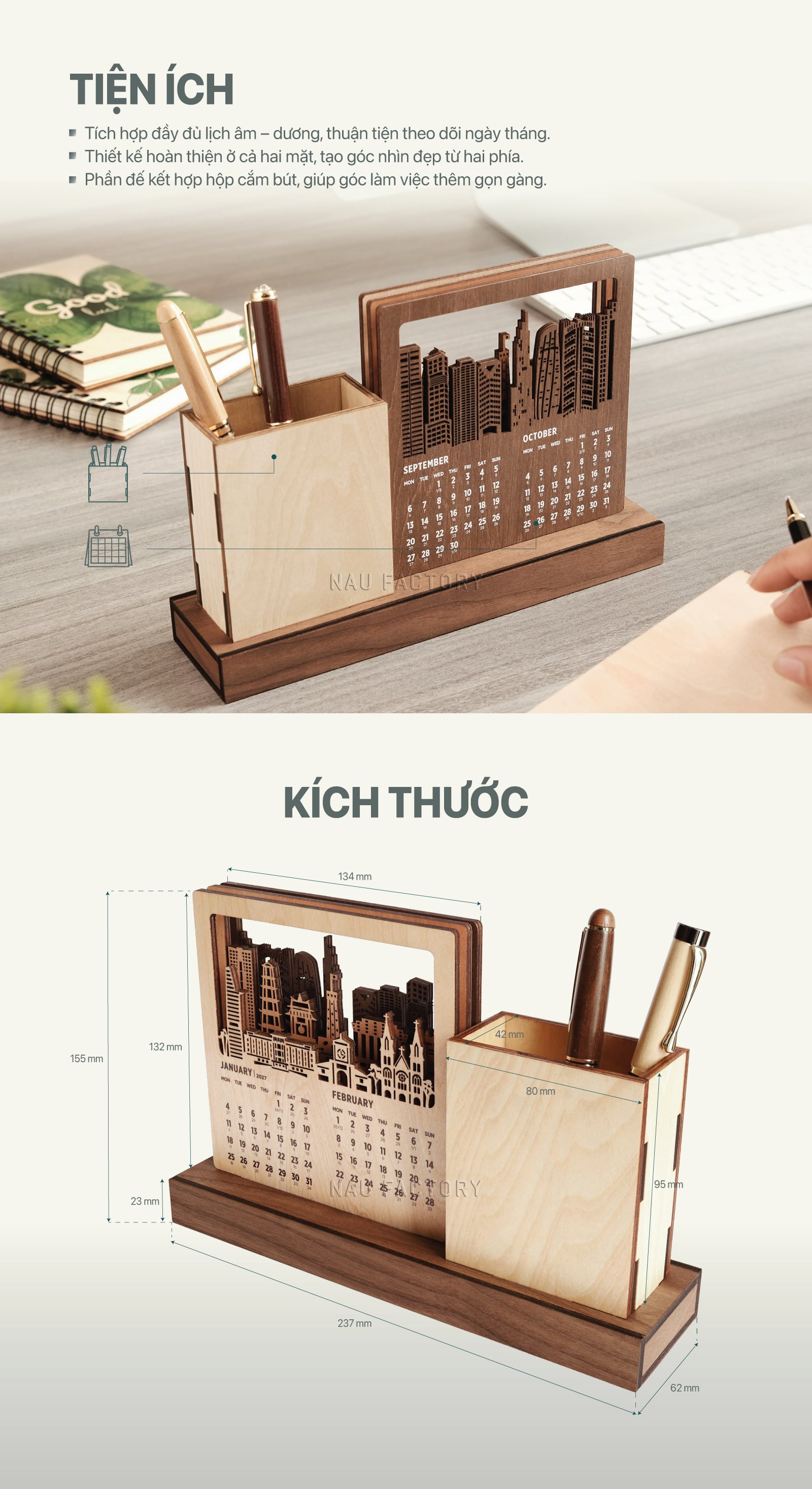 Lịch gỗ Skyline 2027