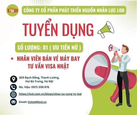 [TUYỂN DỤNG] NHÂN VIÊN BÁN VÉ MÁY BAY - TƯ VẤN VISA NHẬT BẢN