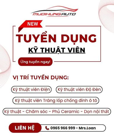 MƯỜI HÙNG AUTO TUYỂN DỤNG KỸ THUẬT VIÊN