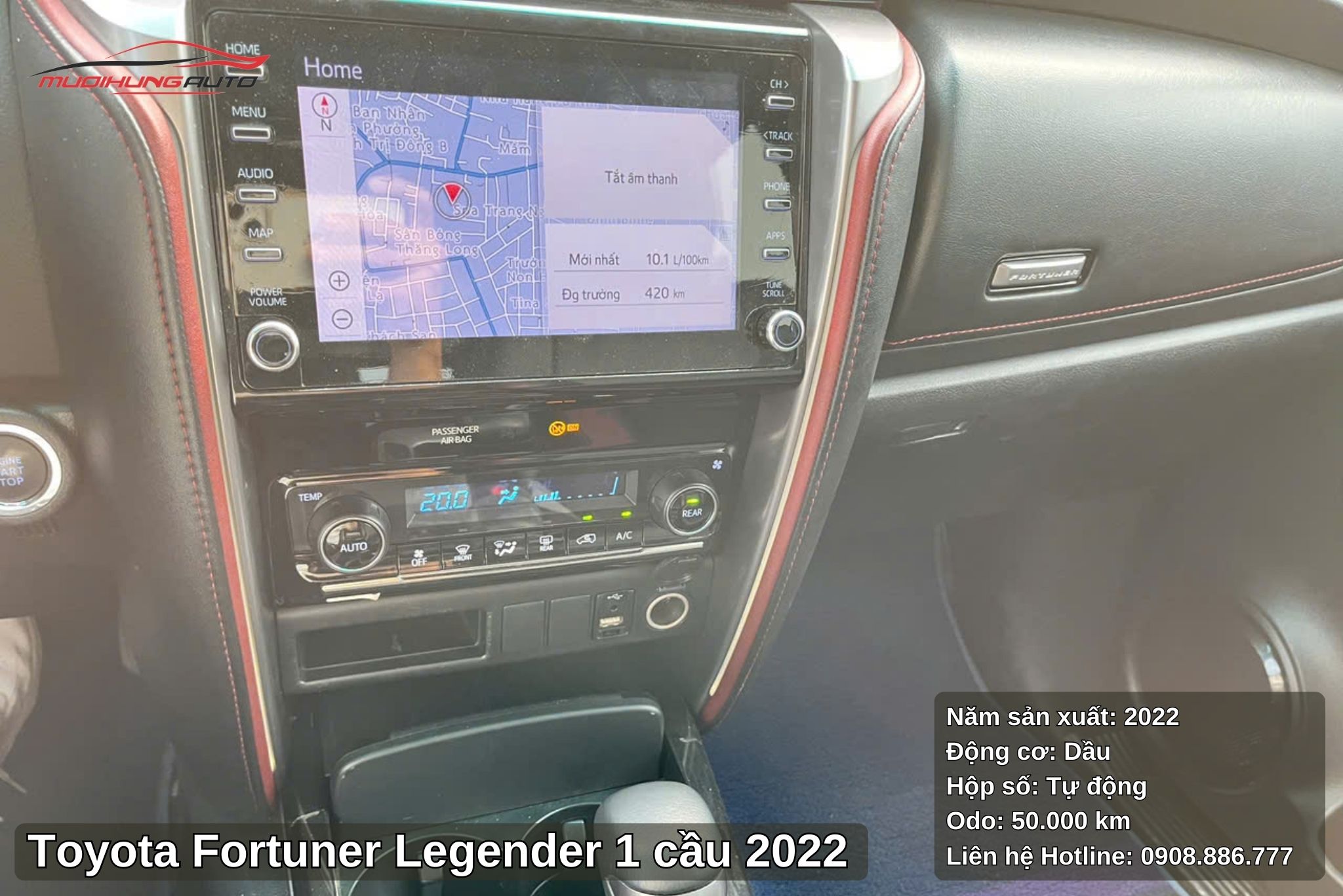 Toyota Fortuner Legender 1 cầu 2022 được trang bị màn hình giải trí hiện đại