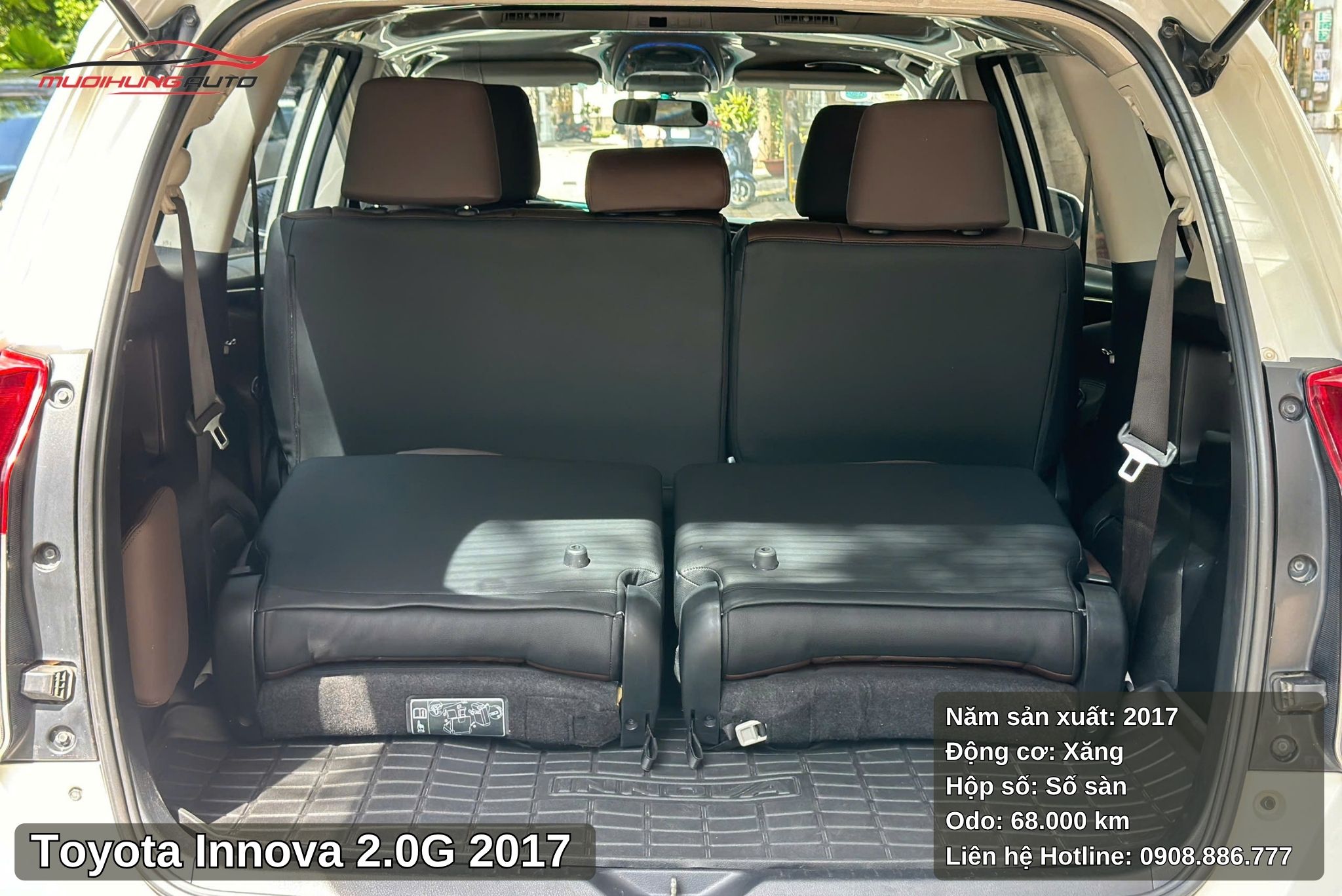 Toyota Innova 2.0G 2017 cho phép gập hàng ghế sau để tối ưu khả năng chứa đồ
