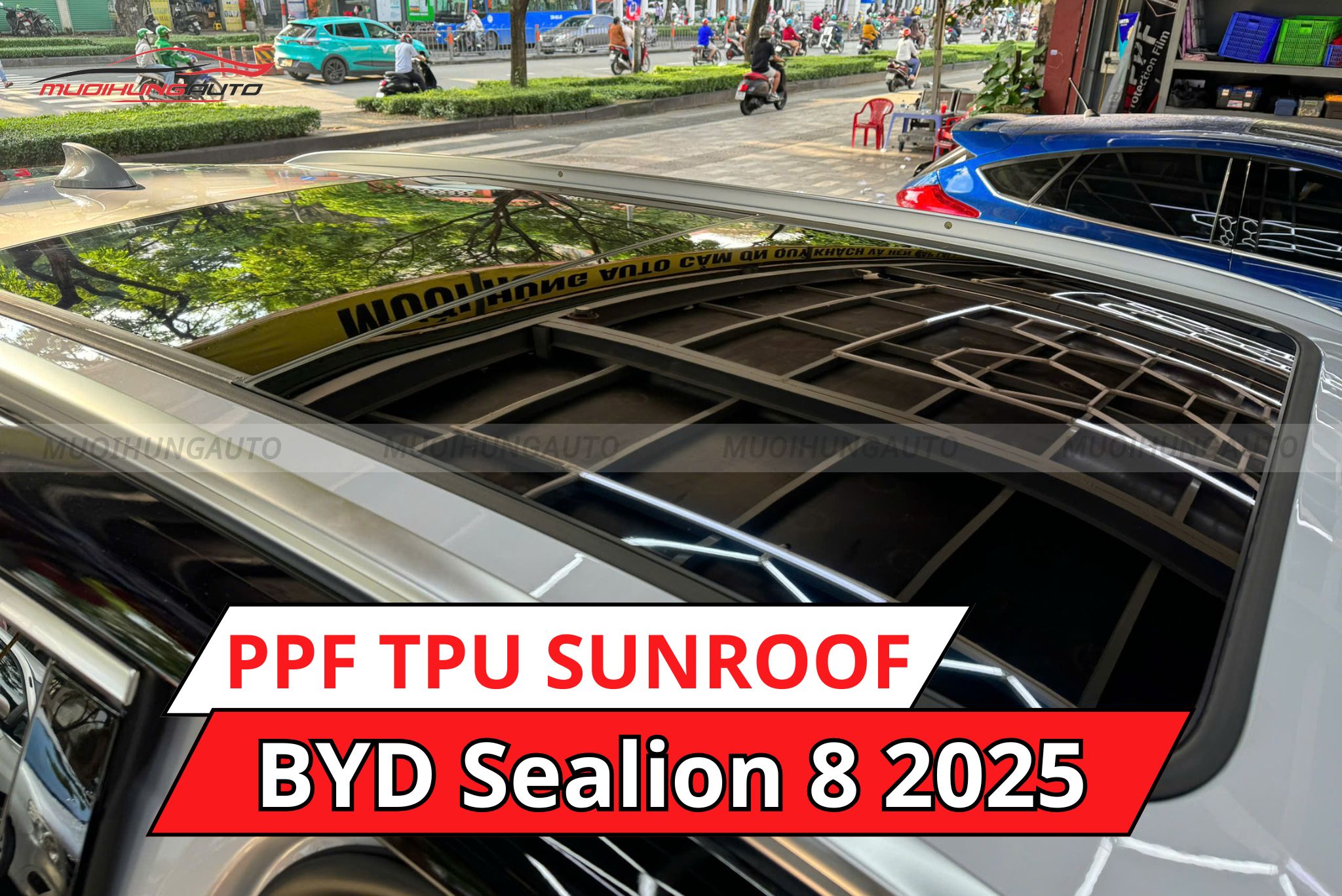 Dán phim PPF TPU SUNROOF cách nhiệt cửa sổ trời cho xe BYD Sealion 8 2025