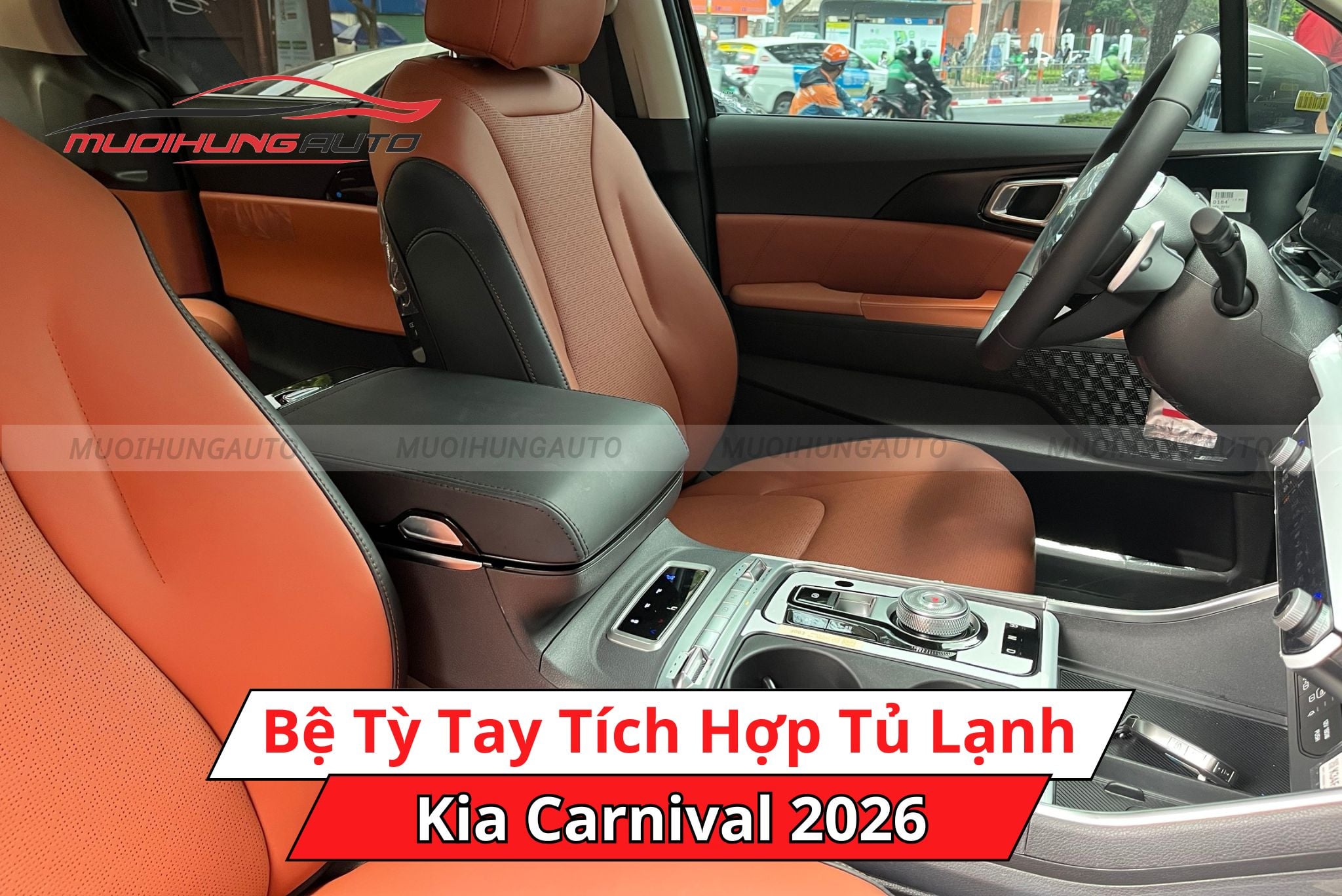 Bệ tỳ tay tích hợp tủ lạnh cho xe Kia Carnival 2026