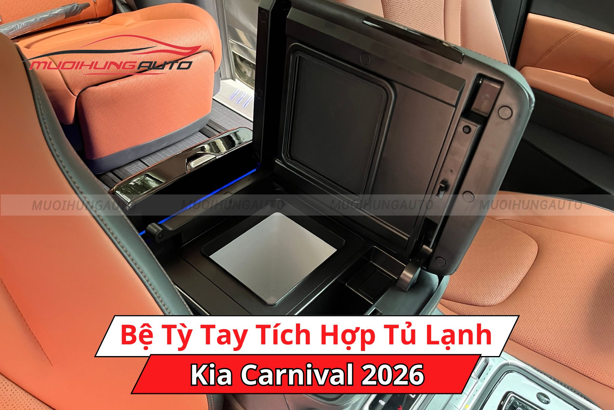 Bệ tỳ tay tích hợp tủ lạnh ô tô Kia Carnival 2026