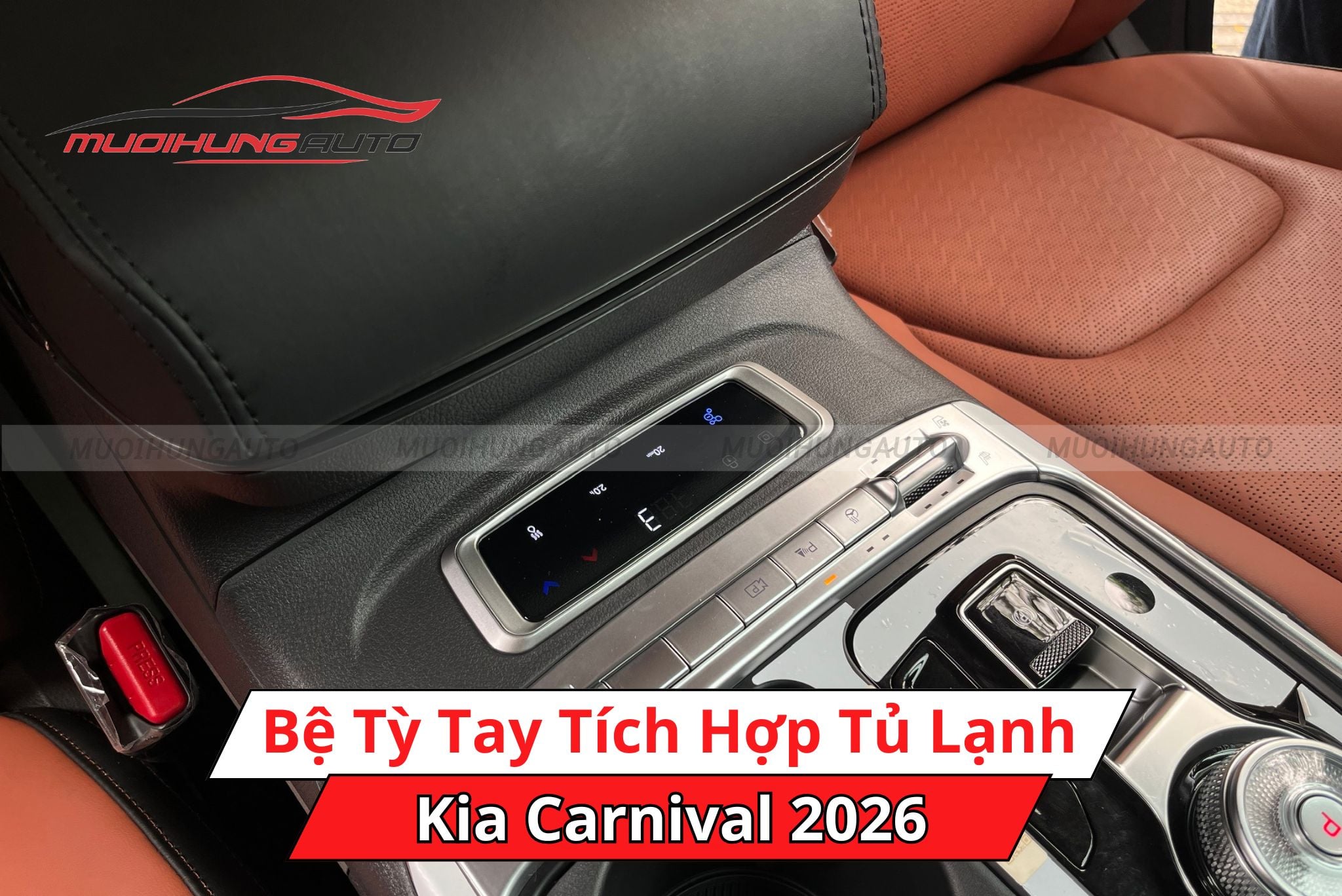 Bệ tỳ tay tích hợp tủ lạnh xe ô tô Kia Carnival 2026