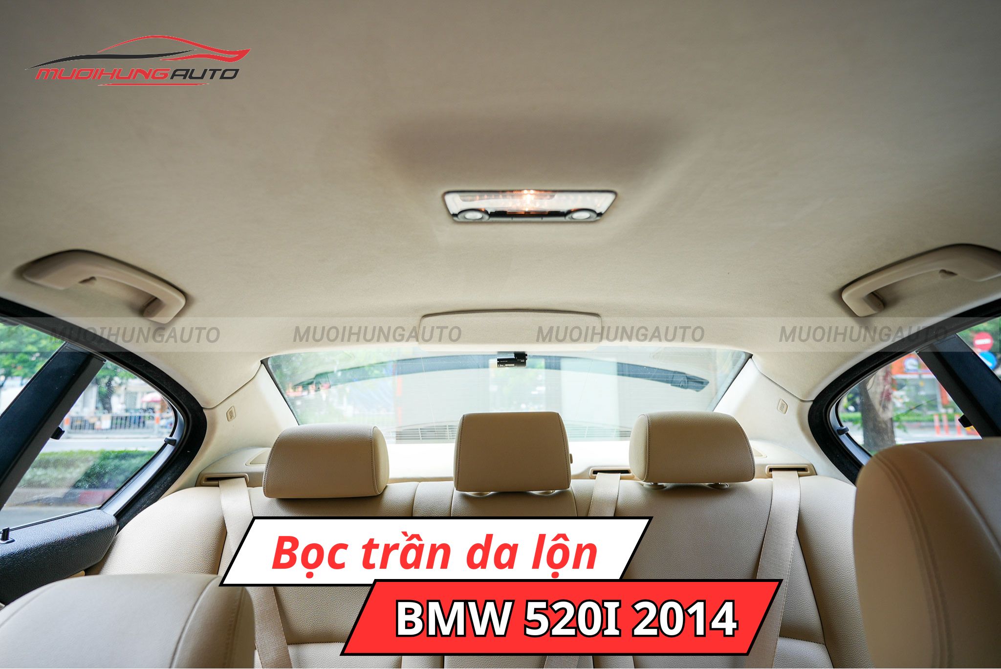 Bọc da lộn trần xe BMW 520i 2014
