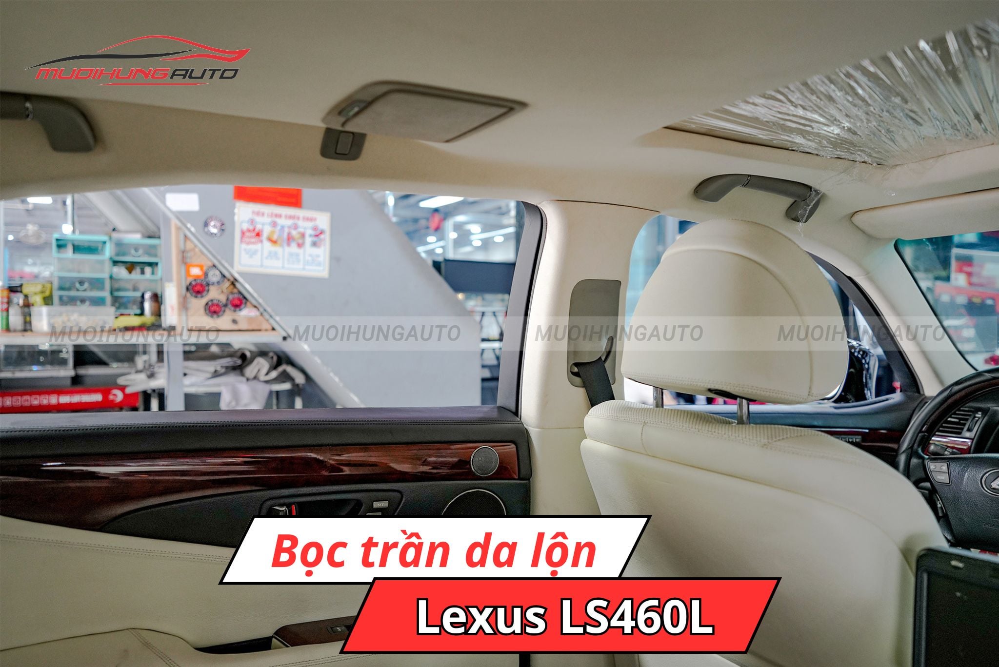 Bọc da lộn trần xe Lexus LS460L