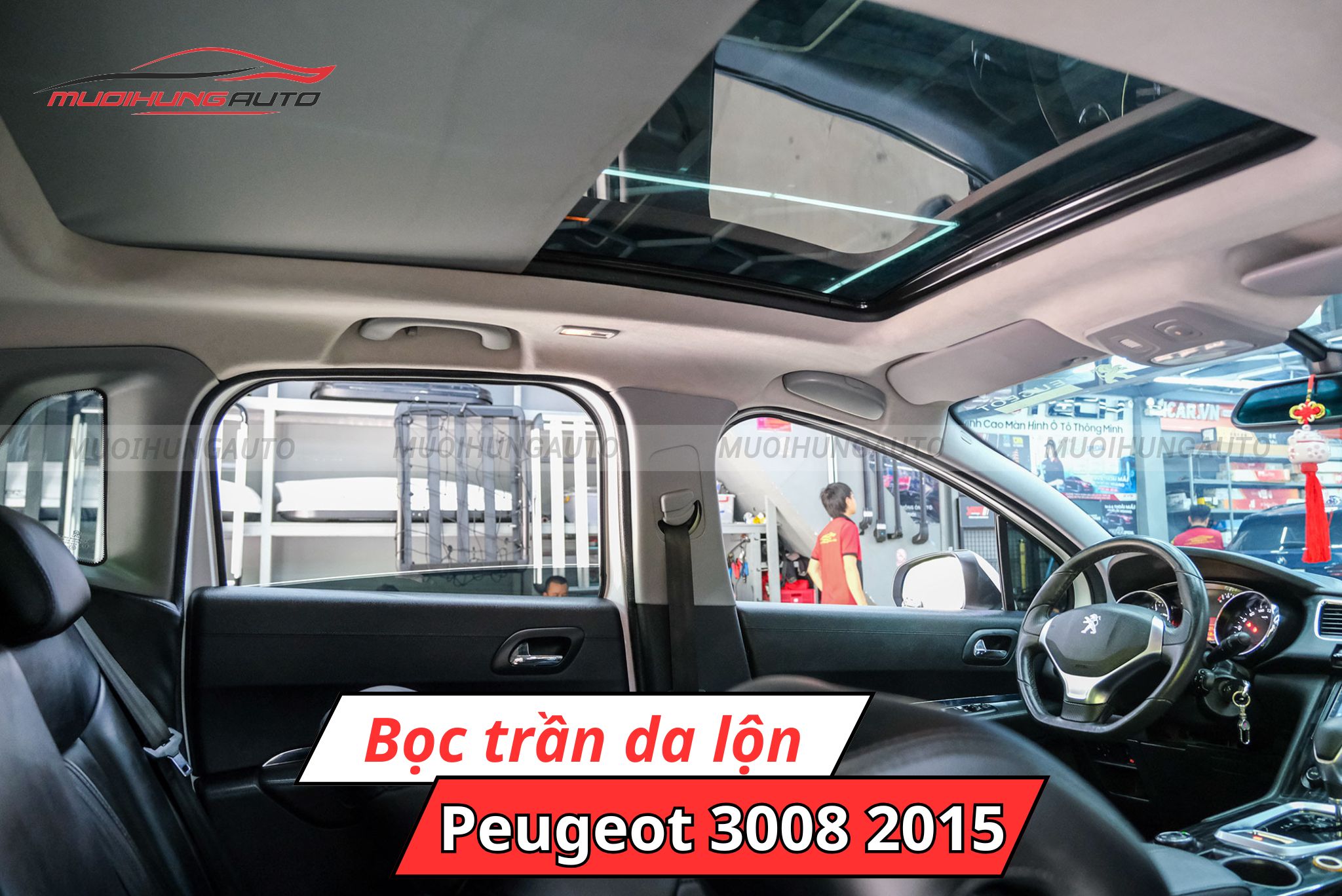 Bọc da lộn trần xe Peugeot 3008 2015