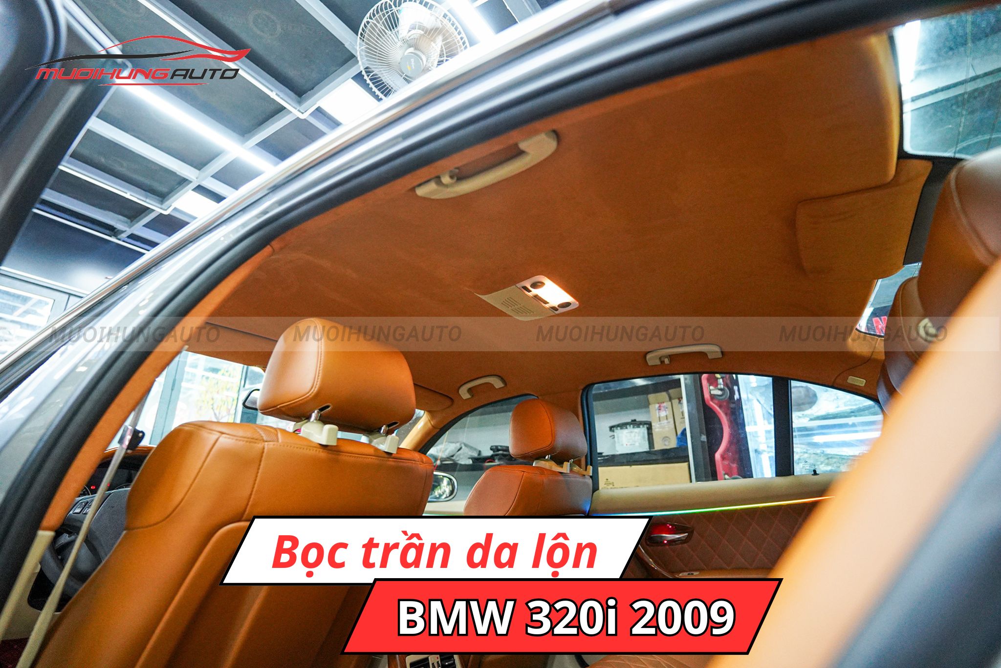 Bọc trần da lộn BMW 320i 2009