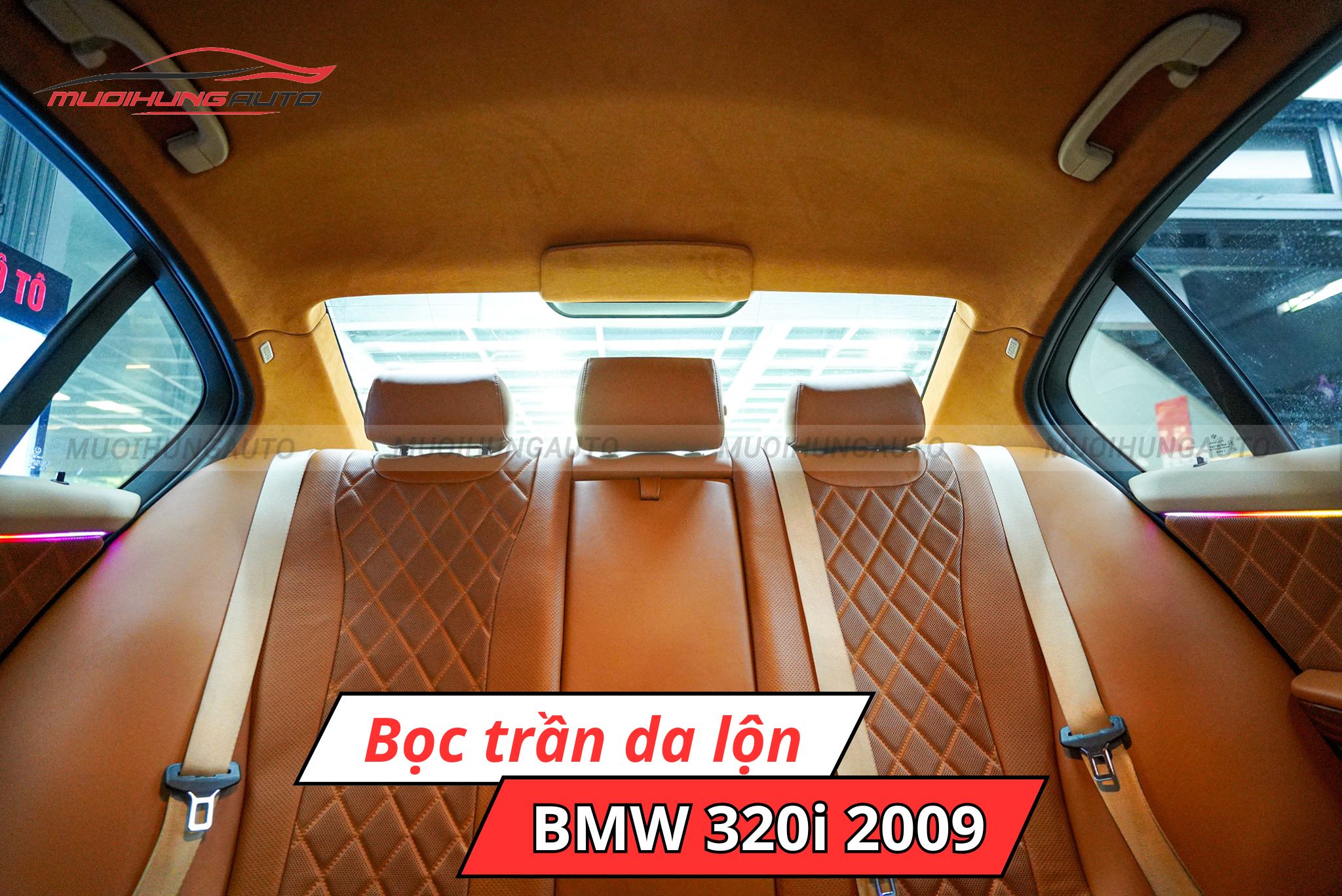 Bọc trần da lộn cho BMW 320i 2009