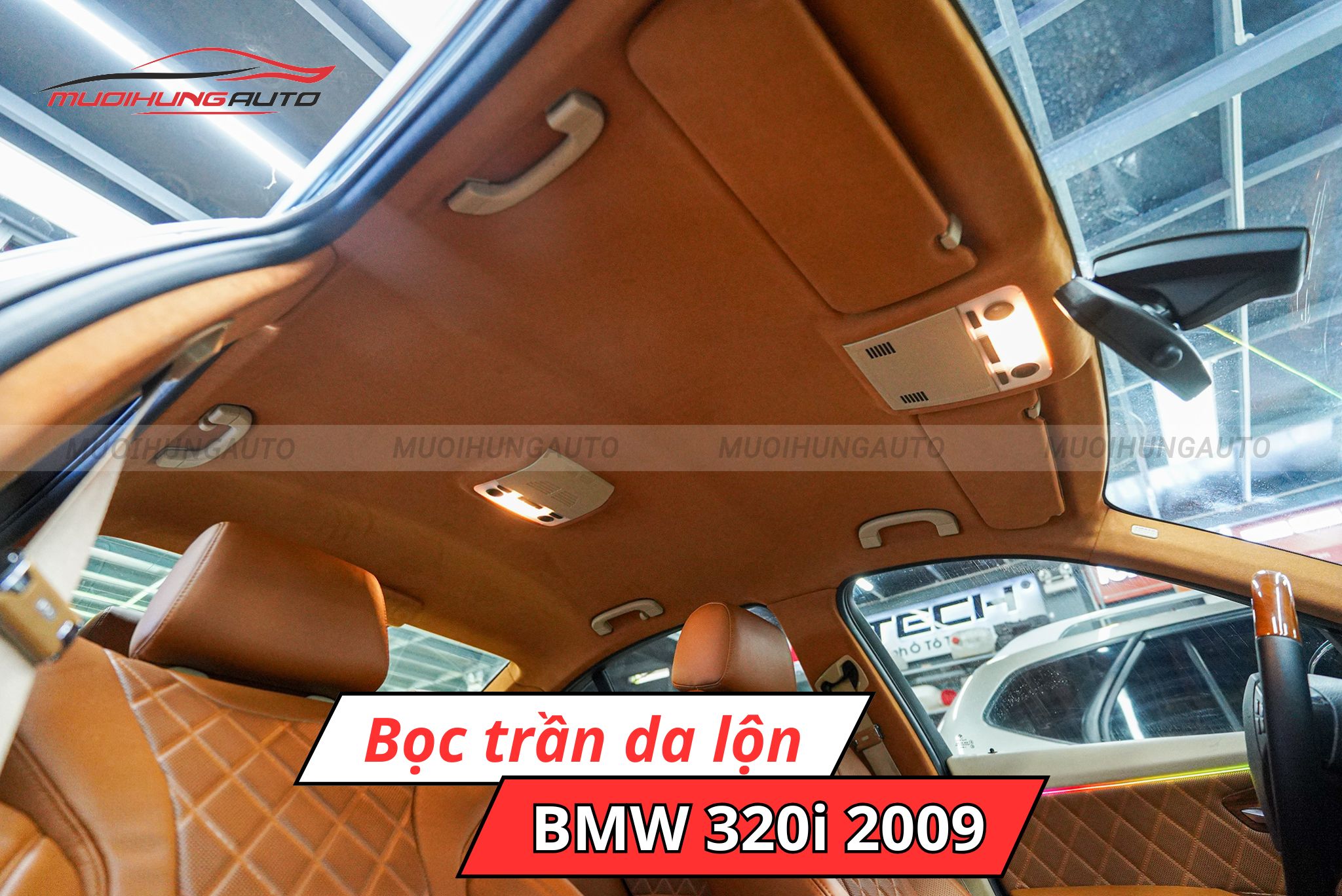 Bọc trần da lộn cho ô tô BMW 320i 2009