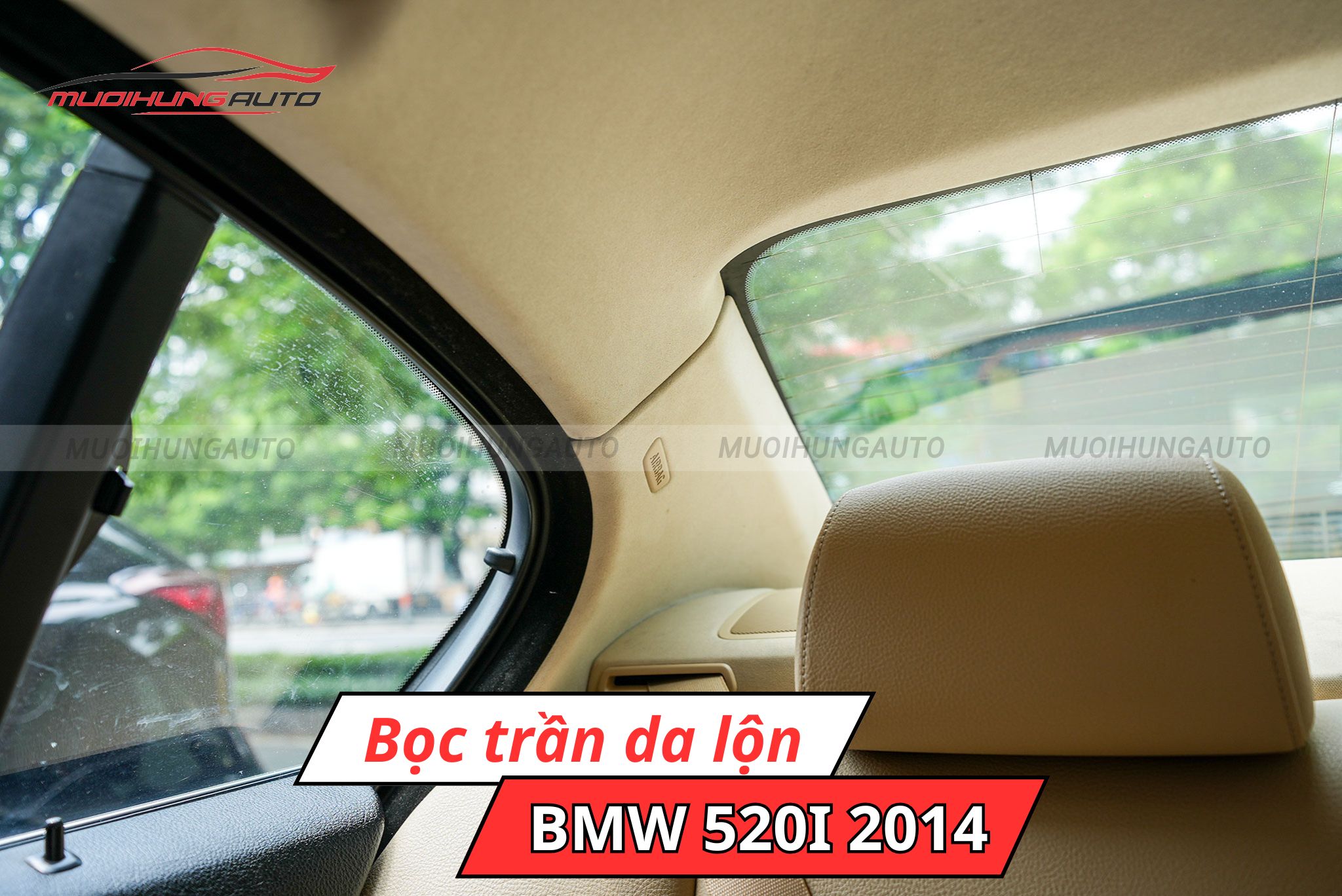 Bọc trần da lộn cho ô tô BMW 520i 2014