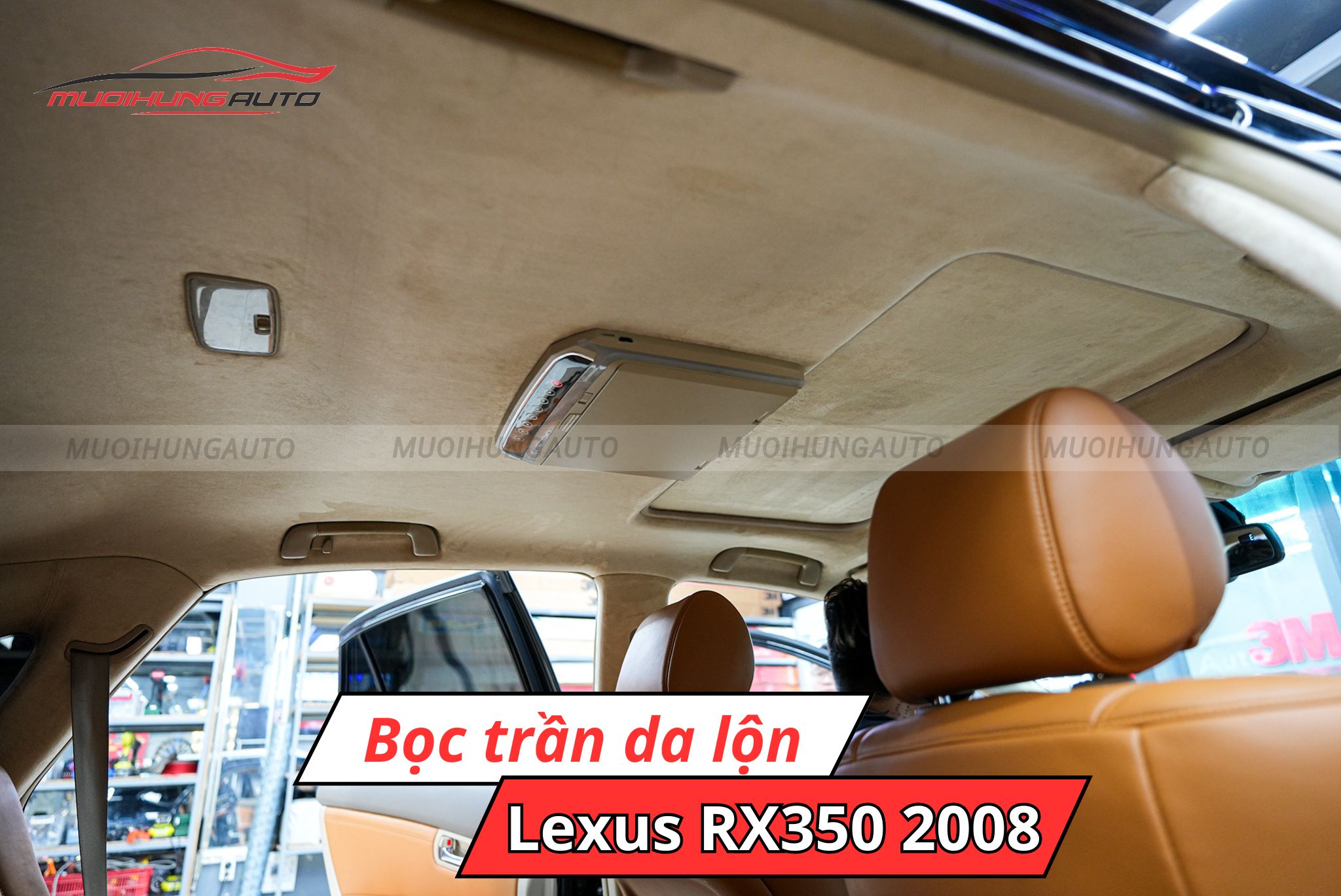 Bọc trần da lộn cho ô tô Lexus RX350 2008