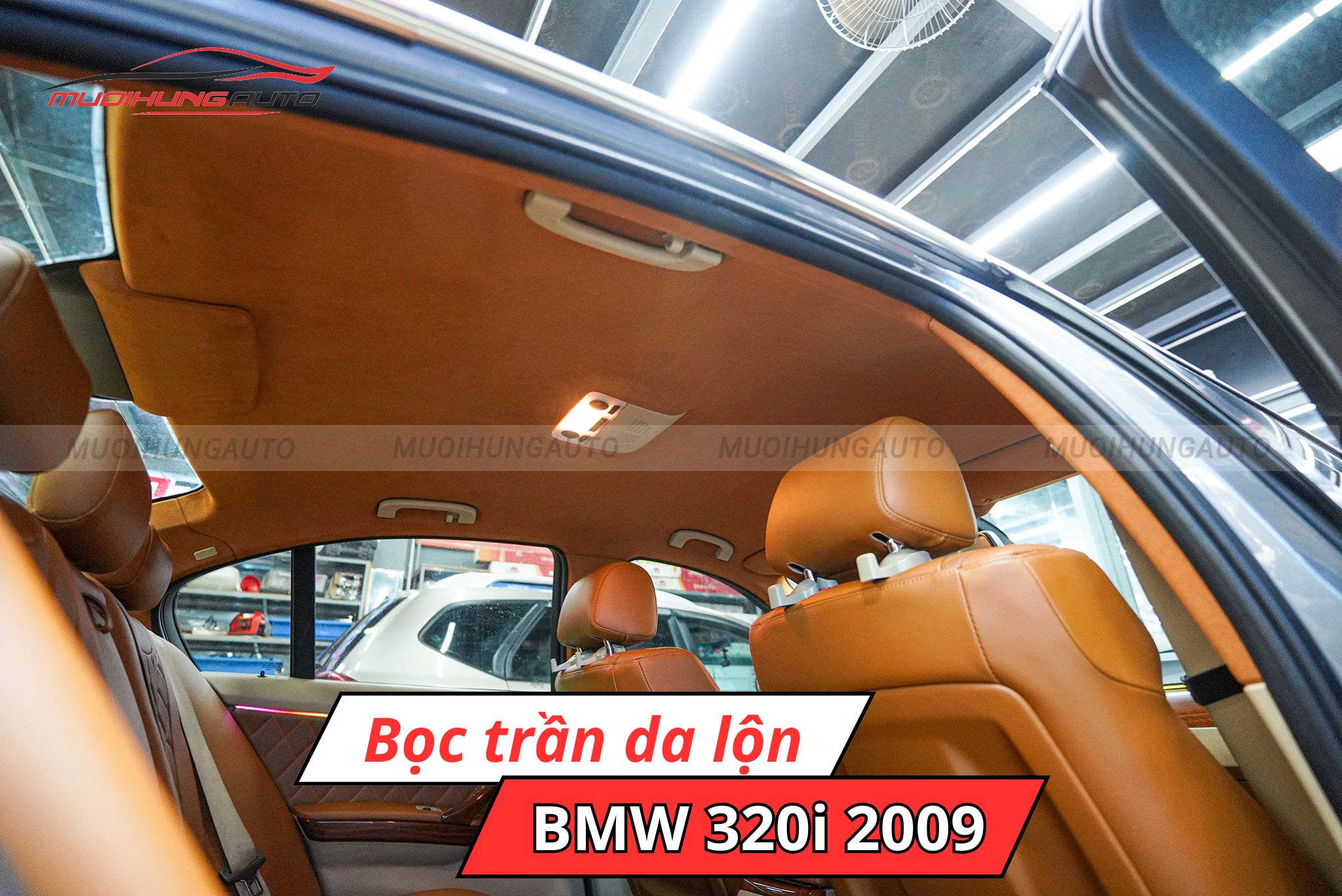 Bọc trần da lộn cho xe BMW 320i 2009