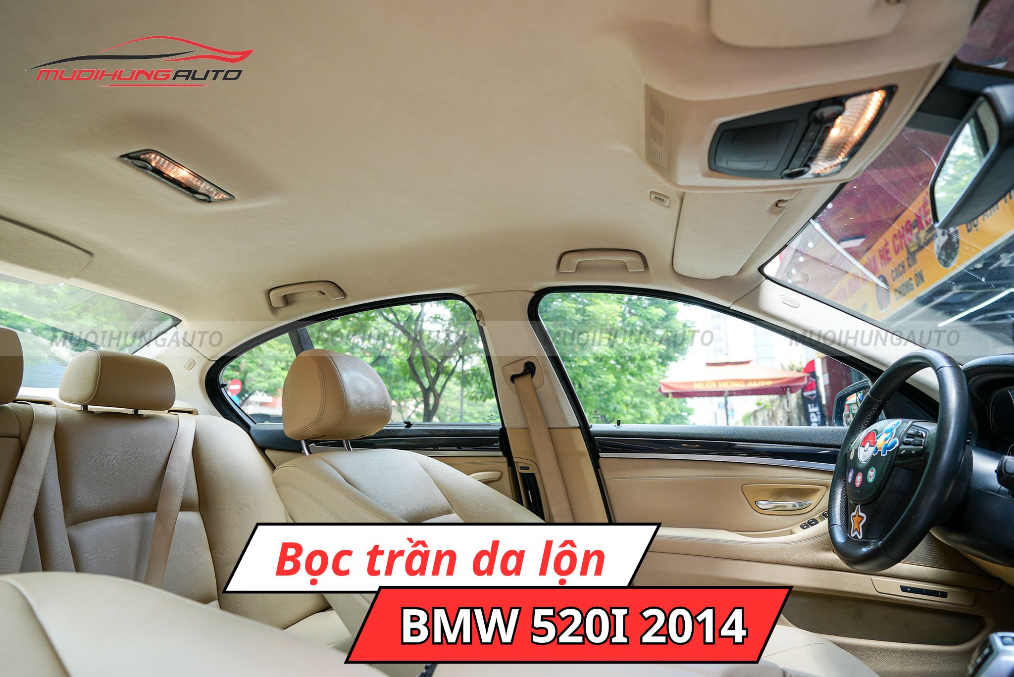 Bọc trần da lộn cho xe BMW 520i 2014