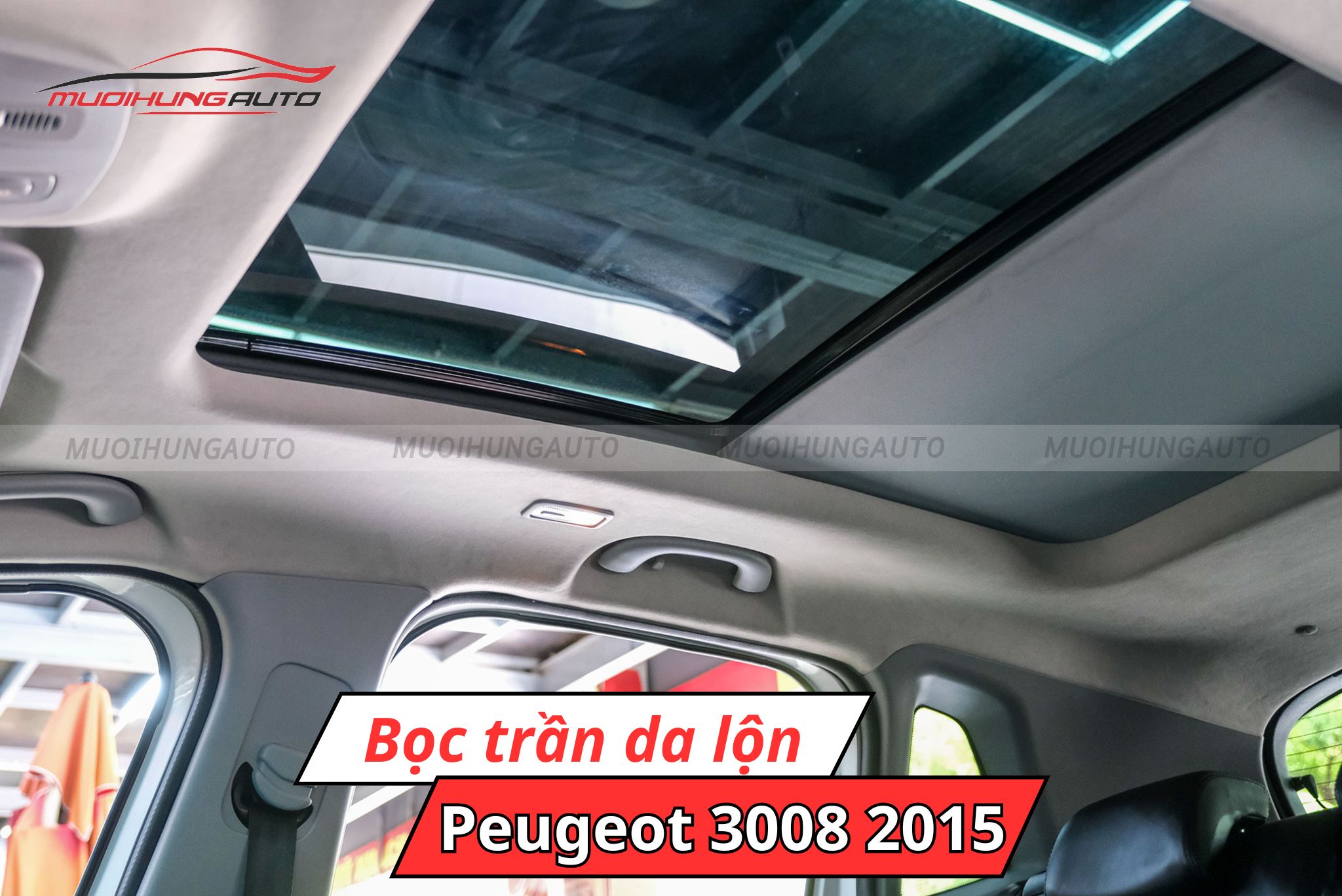 Bọc trần da lộn cho xe Peugeot 3008 2015