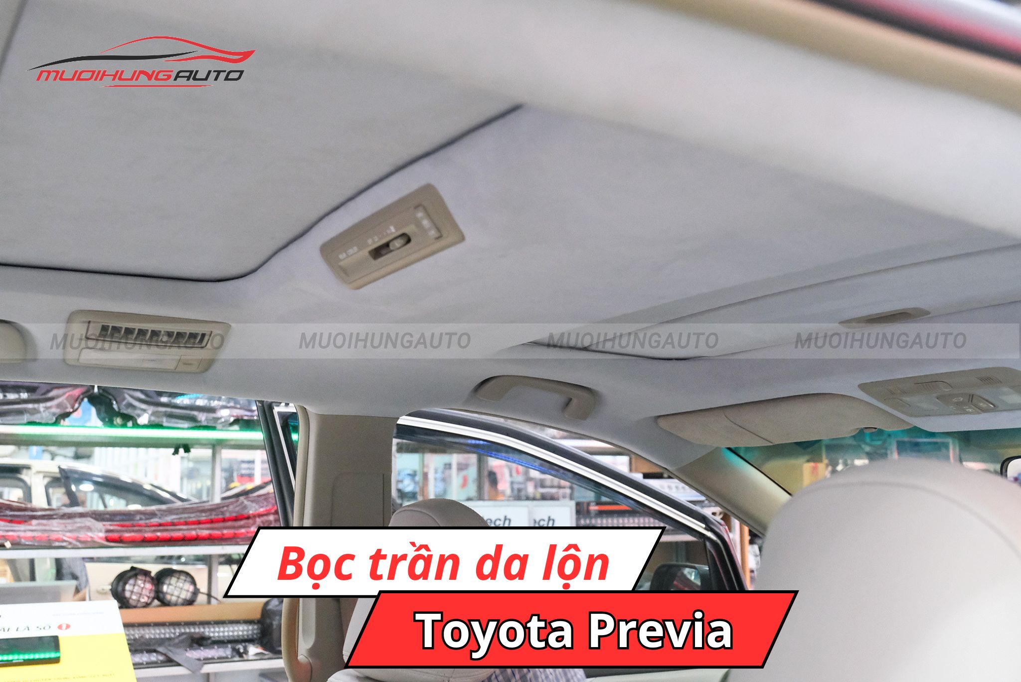 Bọc trần da lộn cho xe Toyota Previa