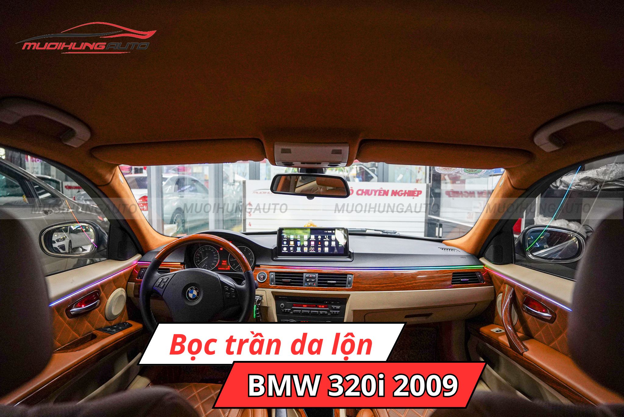 Bọc trần da lộn ô tô BMW 320i 2009