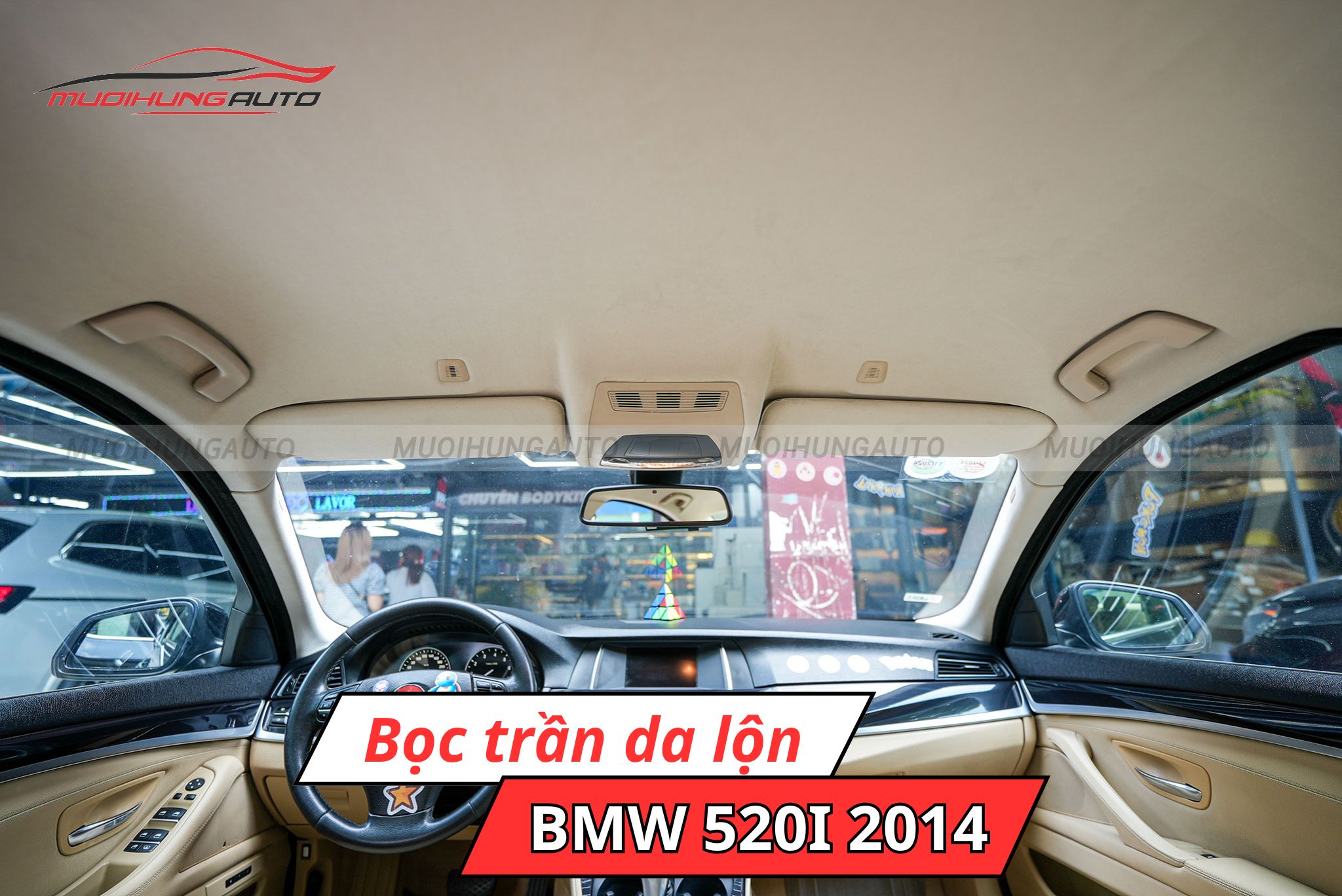 Bọc trần da lộn ô tô BMW 520i 2014