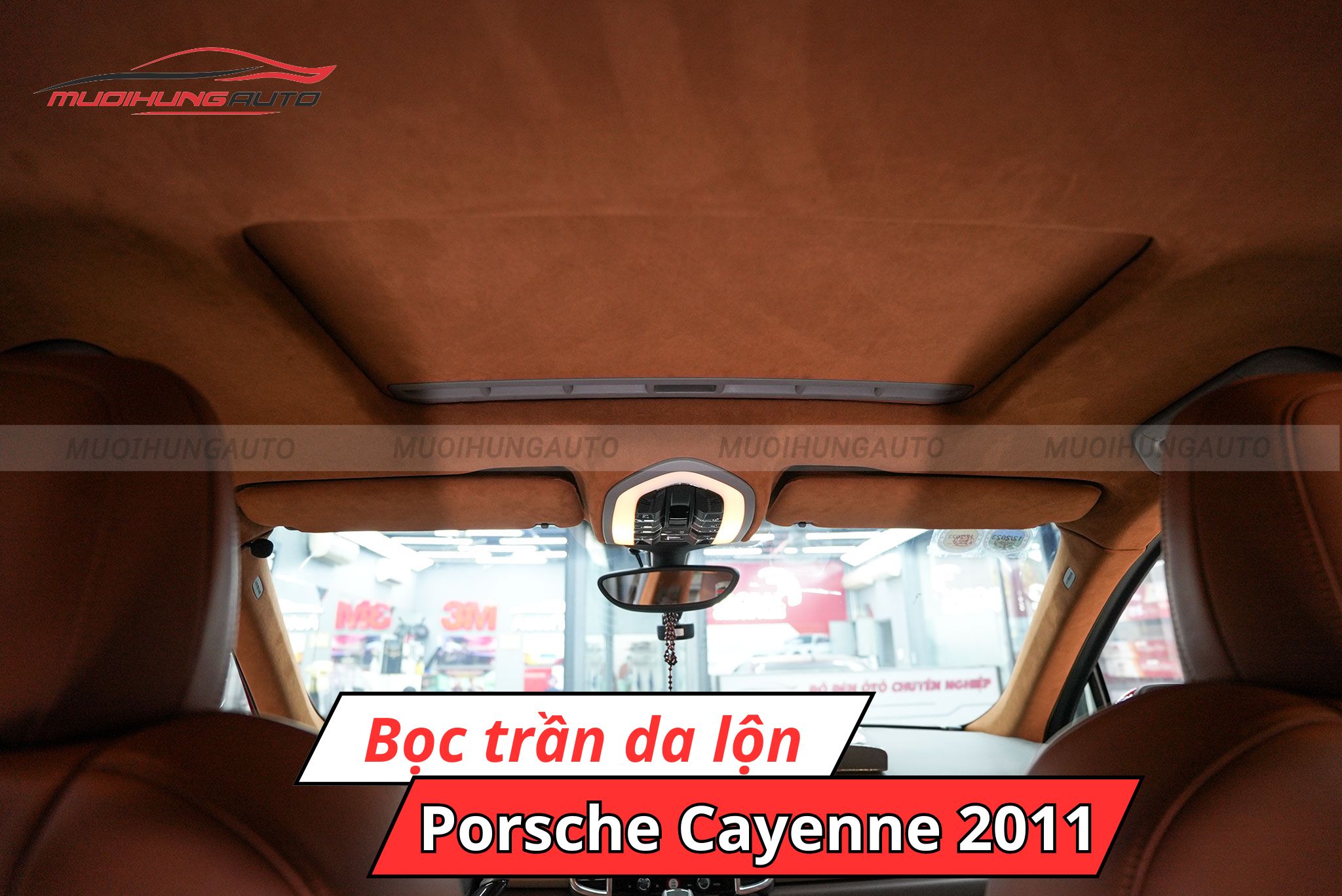 Bọc trần da lộn ô tô Porsche Cayenne 2011