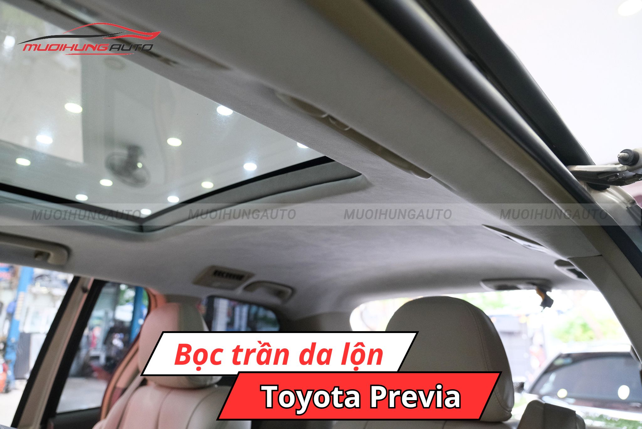 Bọc trần da lộn Toyota Previa