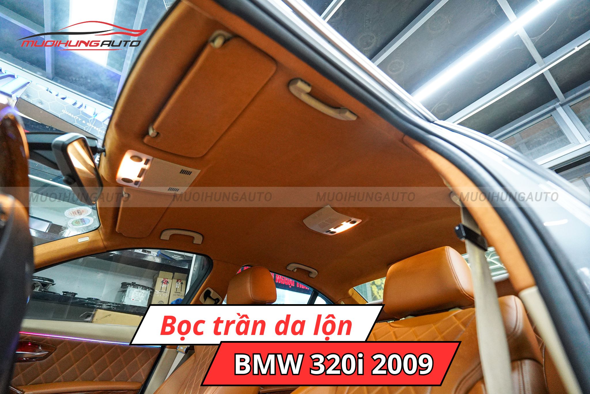 Bọc trần da lộn xe BMW 320i 2009