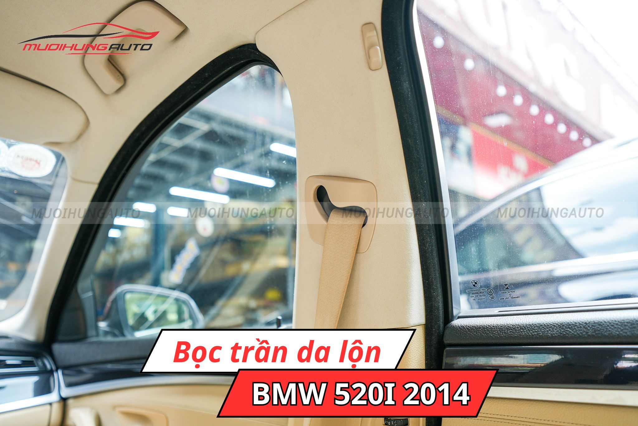 Bọc trần da lộn xe BMW 520i 2014