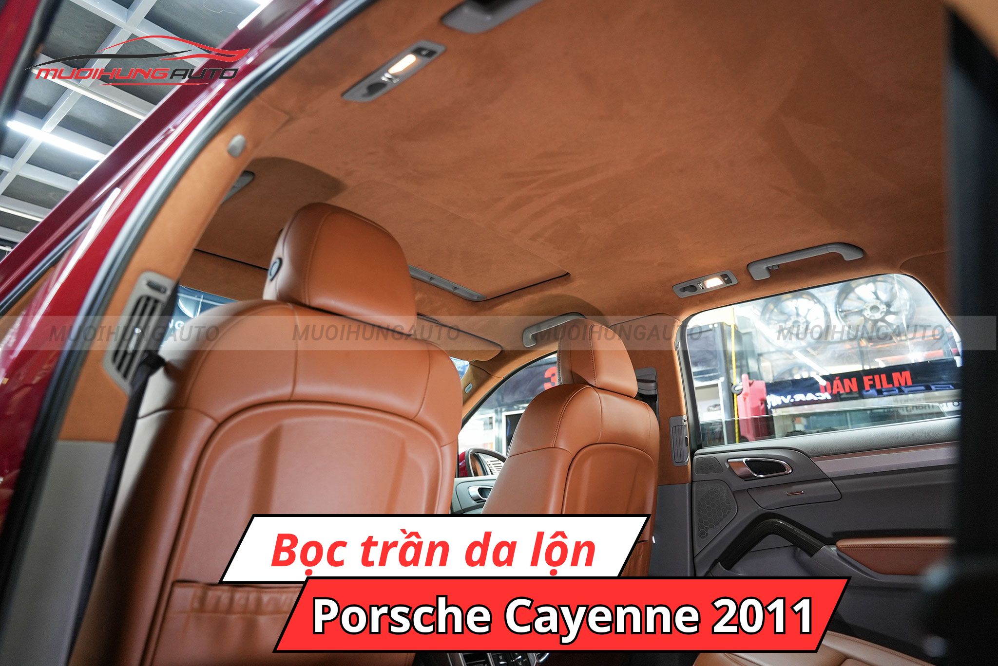 Bọc trần da lộn xe Porsche Cayenne 2011