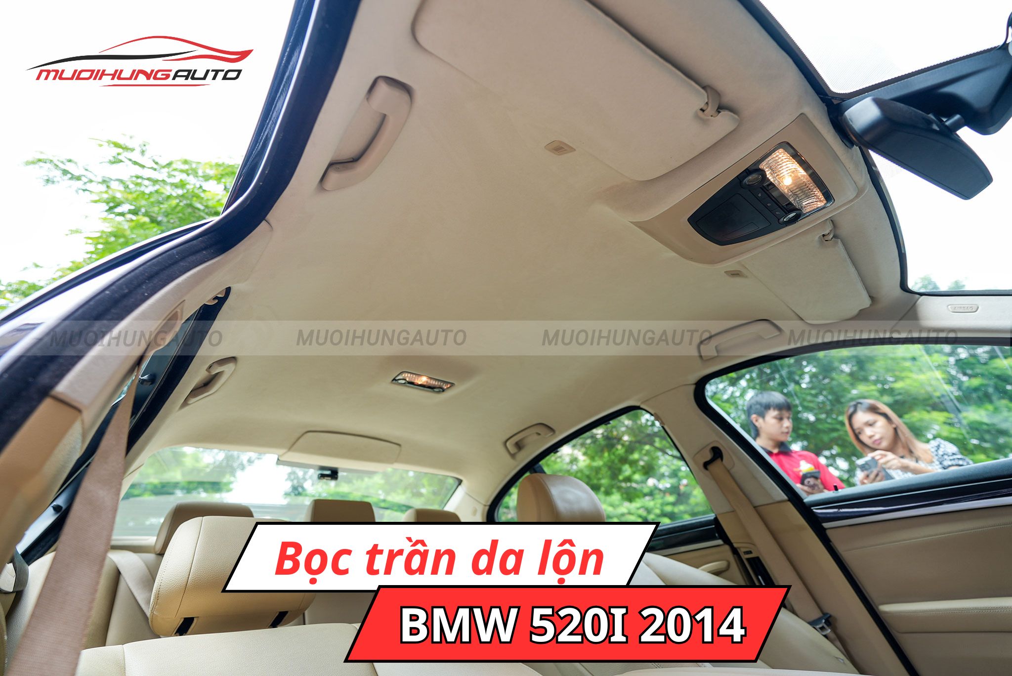 Bọc trần ô tô da lộn BMW 520i 2014