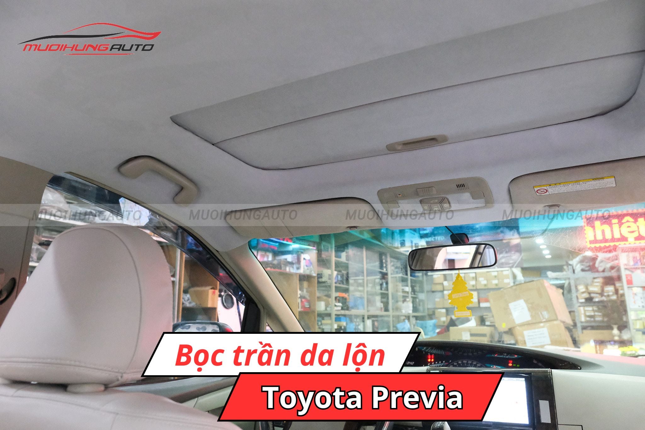 Bọc trần ô tô da lộn Toyota Previa