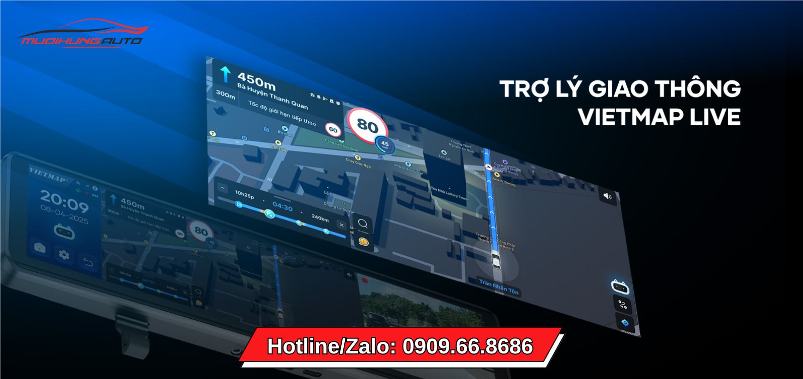 Camera hành trình gương Android đa năng Vietmap V740